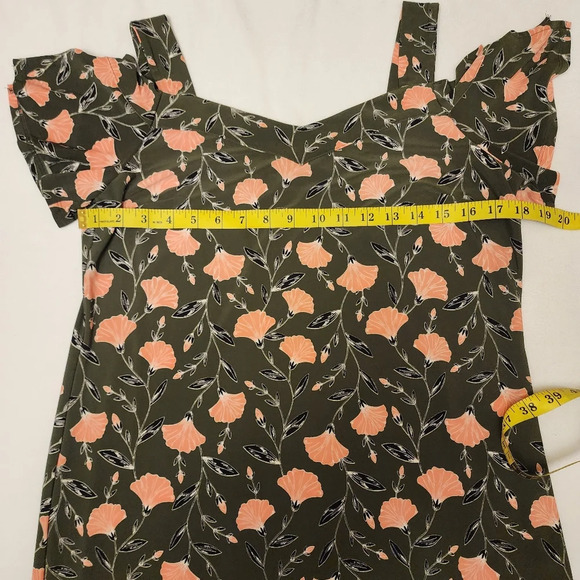 ROZ & ALI Army Green Floral Shirt Dress - Picture 8 of 10